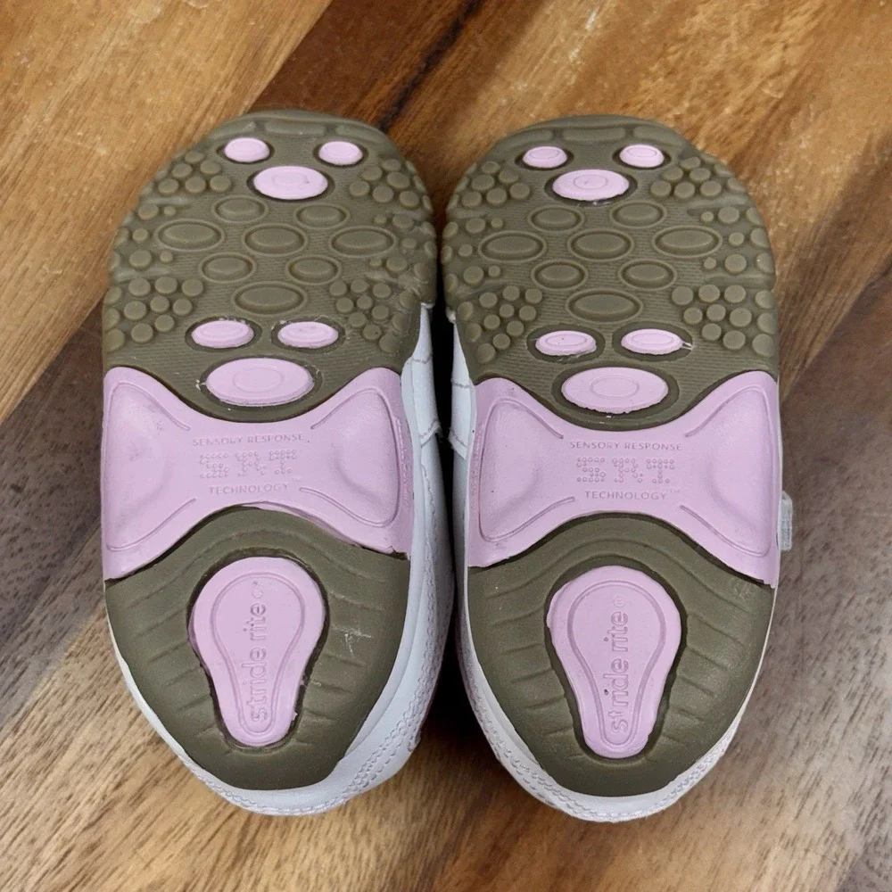Little Girls Toddler Stride Rite Shenae White Pink Casual Sneakers Size 5.5 W